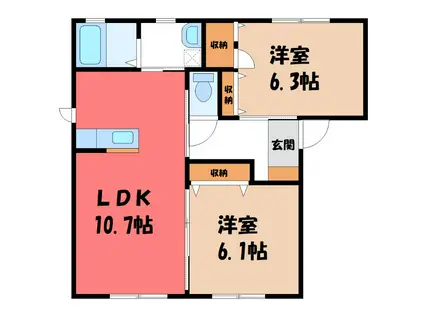 ツインバード A(2LDK/1階)の間取り写真