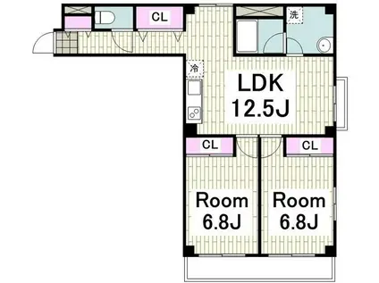 ラ・ガール東逗子(2LDK/3階)の間取り写真