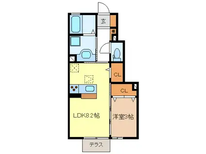 ラ ルーチェ 幸町(1LDK/1階)の間取り写真