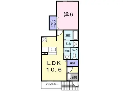 ヴィオラA(1LDK/1階)の間取り写真
