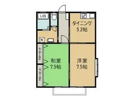 プレステージ II(2DK/1階)の間取り写真