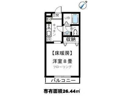 プランドール(1K/1階)の間取り写真