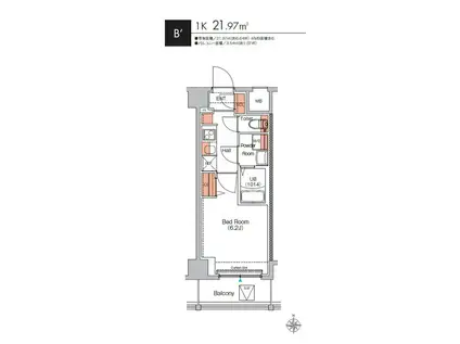 ESTRUTH MUSASHI-KOSUGI(1K/4階)の間取り写真