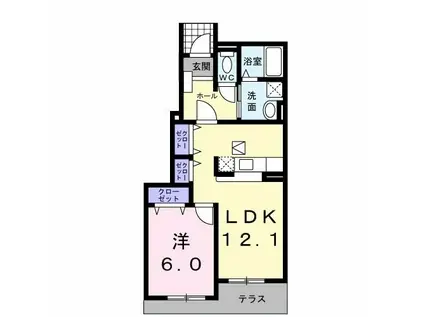 パークサイド前山 B(1LDK/1階)の間取り写真
