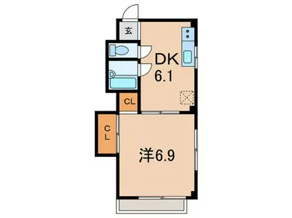 オークポイント1(1DK/3階)の間取り写真