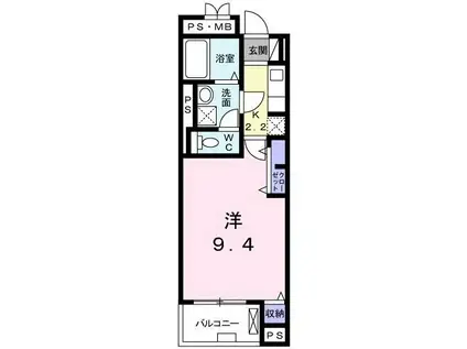 サイドパーク(1K/2階)の間取り写真