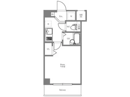 L-FLAT南品川(1K/3階)の間取り写真