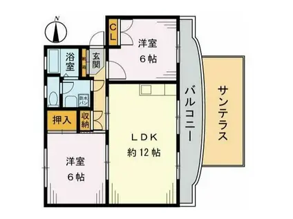 ドミールさがみ野(2LDK/1階)の間取り写真