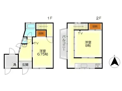 焼山ひばりヶ丘町17番アパート(2K/1階)の間取り写真