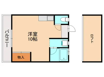 シティベール6番館 F棟(ワンルーム/1階)の間取り写真