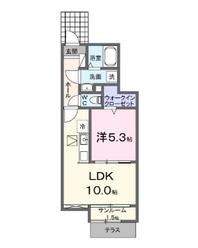 エスペランサ中仁野IX(1LDK/1階)の間取り写真
