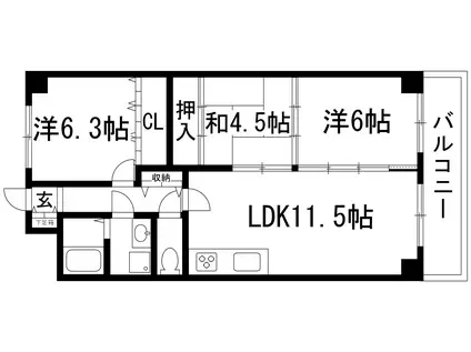 ボナミ田中マンションパート2(3LDK/2階)の間取り写真