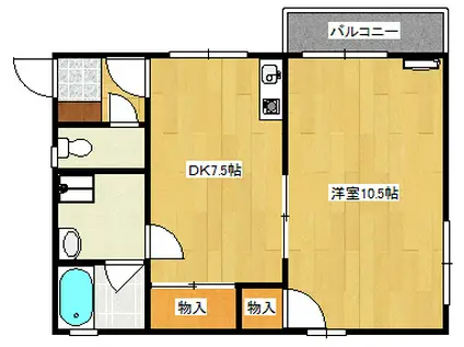イーストハウス(1DK/4階)の間取り写真