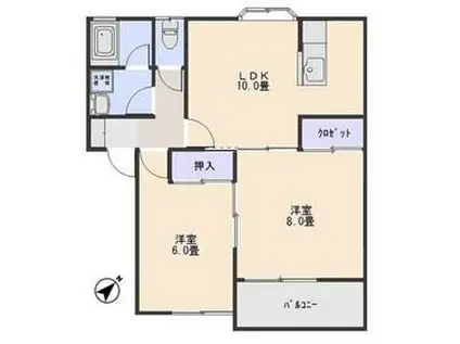 ハイツ花みずき(2LDK/1階)の間取り写真
