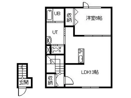 IL SOLE BIEI HANAZONO(1LDK/2階)の間取り写真