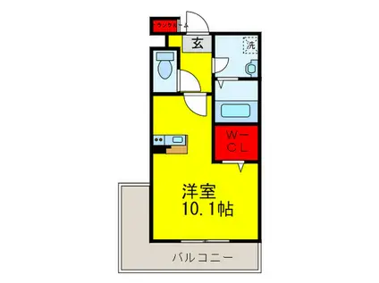 フロールマリポッサ(ワンルーム/3階)の間取り写真