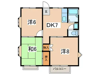マロンハイムF(3DK/2階)の間取り写真