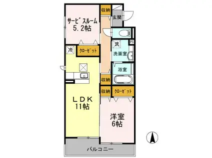 トロアモリール(1LDK/1階)の間取り写真