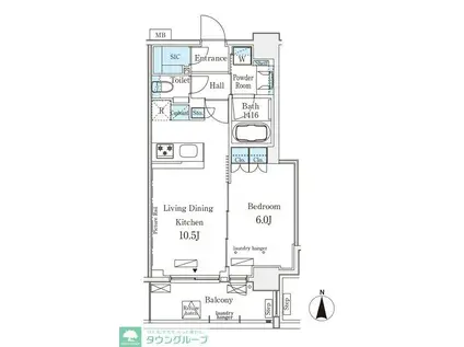 GLACIER大森(1LDK/10階)の間取り写真