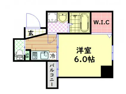 HERITAGE夕陽丘(1K/4階)の間取り写真