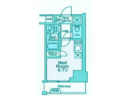 リージア大井町(ワンルーム/12階)の間取り写真