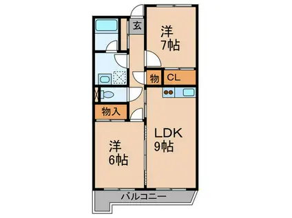 錦伊藤マンション(2LDK/2階)の間取り写真