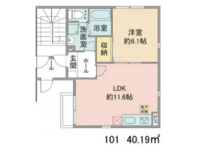 ワイズソフィア(1LDK/1階)の間取り写真