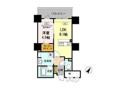 リーブル博多駅前(1LDK/8階)の間取り写真