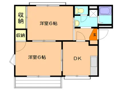 サニーハイツ弐番館(2DK/2階)の間取り写真