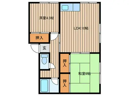 日下部アパートA棟(2LDK/2階)の間取り写真