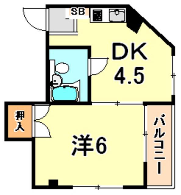 ココロ大田町(1DK/4階)の間取り写真