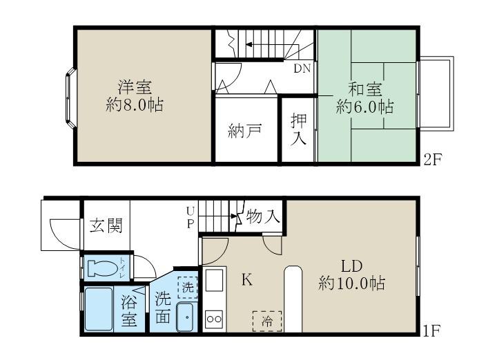 オーグ県庁前(2LDK/1階)の間取り写真
