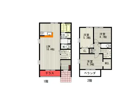 ＪＲ豊肥本線 東海学園前駅 徒歩13分 2階建 新築(3LDK/1階)の間取り写真