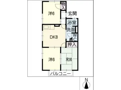ドミールN A棟(3DK/1階)の間取り写真