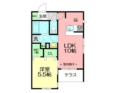 シャローヒルズ小町(1LDK/1階)の間取り写真