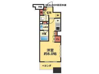 パークハビオ西新宿(ワンルーム/2階)の間取り写真