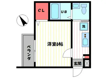 ソリッド保土ヶ谷壱番館(1K/2階)の間取り写真