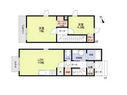 エムキース国領A(2LDK/2階)の間取り写真