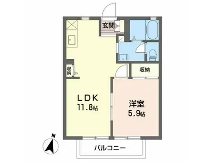 フォーデイス B(1LDK/2階)の間取り写真