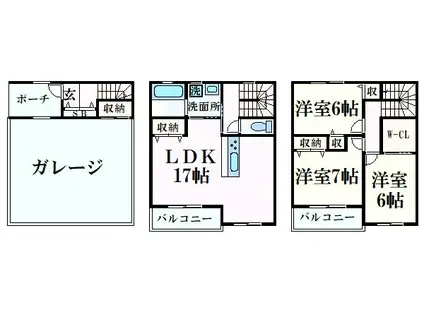 アルコ・ラ・カーサ(3LDK/1階)の間取り写真