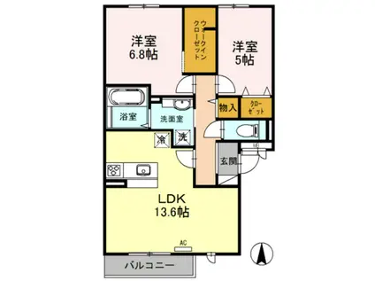 ファミール(2LDK/2階)の間取り写真