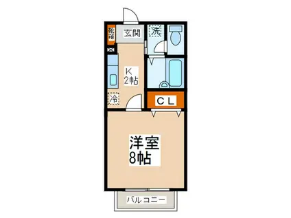 サンライト富士B(1K/1階)の間取り写真