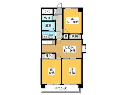 ANNEX M1(3DK/4階)の間取り写真