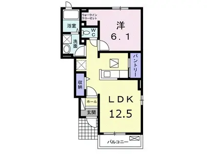 コットン ヴィラ・ノースII(1LDK/1階)の間取り写真