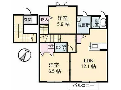 フローラル ヒロ(2LDK/2階)の間取り写真
