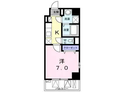 カルム・アビタシオン(1K/6階)の間取り写真