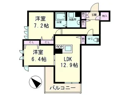 シャーメゾンDORF ST(2LDK/3階)の間取り写真