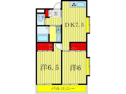 アバンサール(2DK/2階)の間取り写真