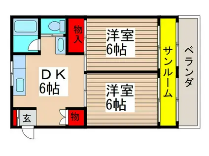 大野グランドパレス(2DK/1階)の間取り写真