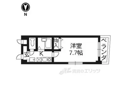 阪急京都線 西京極駅 徒歩3分 5階建 築25年(1K/2階)の間取り写真